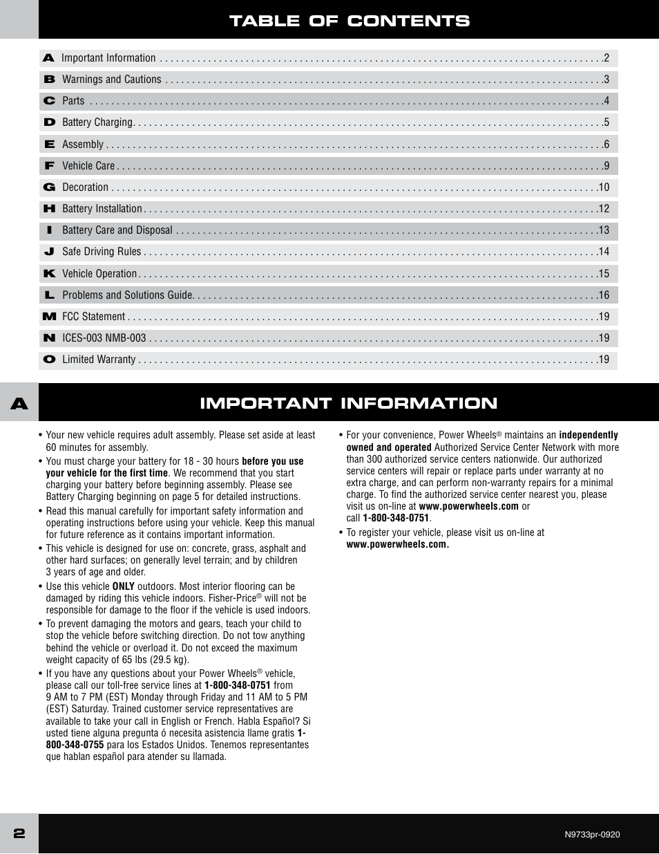 Fisher-Price N9733 User Manual | Page 2 / 20