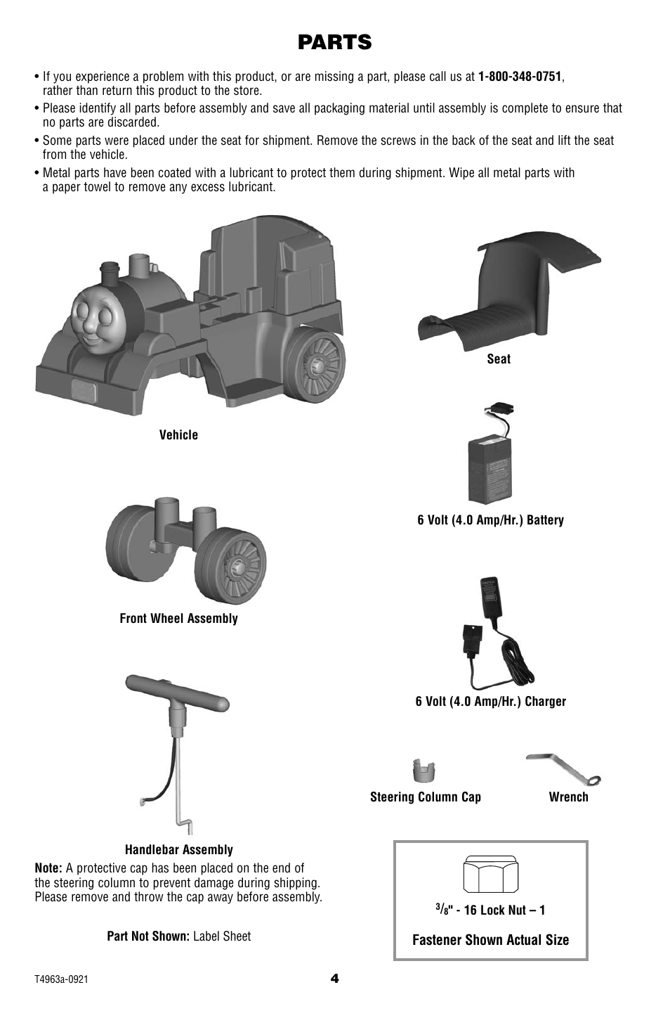 Parts | Fisher-Price POWER WHEELS T4963 User Manual | Page 4 / 20