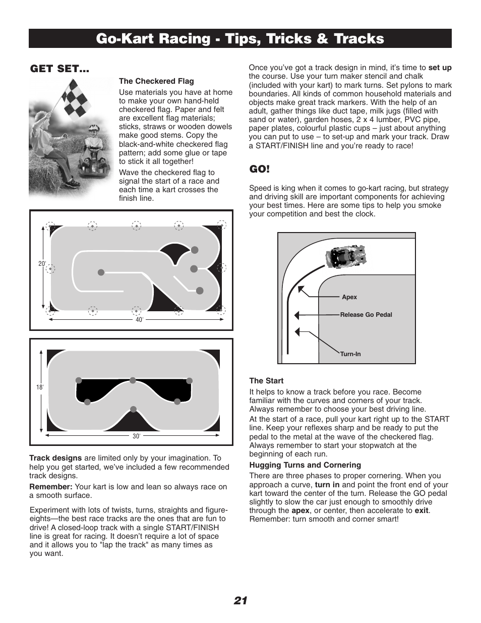 Go-kart racing - tips, tricks & tracks, Get set… go | Fisher-Price DRIVEWAY RACER C0530 User Manual | Page 21 / 28