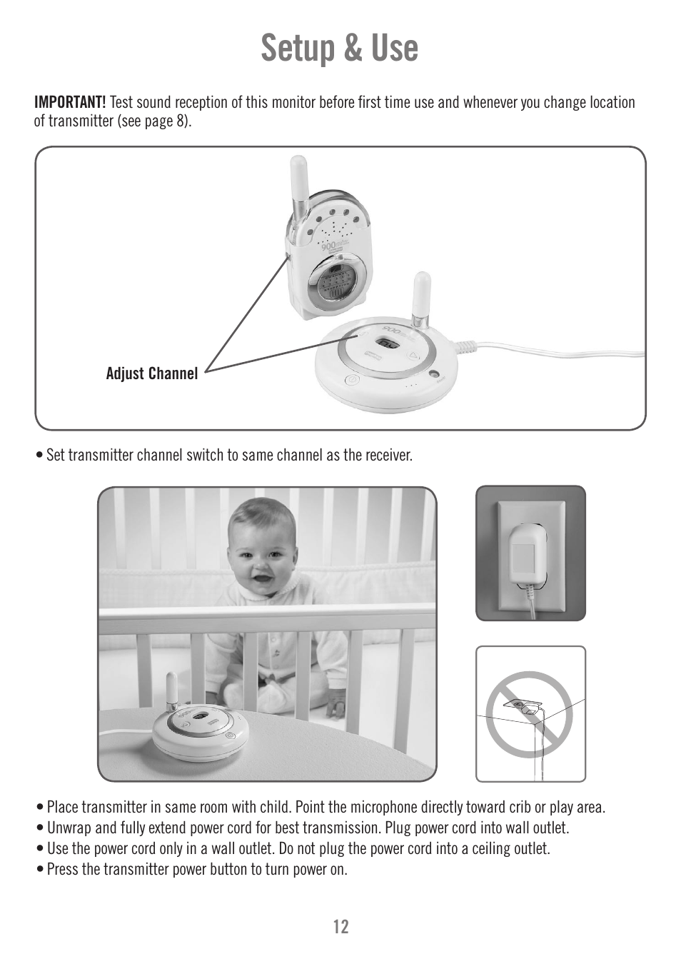 Setup & use | Fisher-Price M7949 User Manual | Page 12 / 16