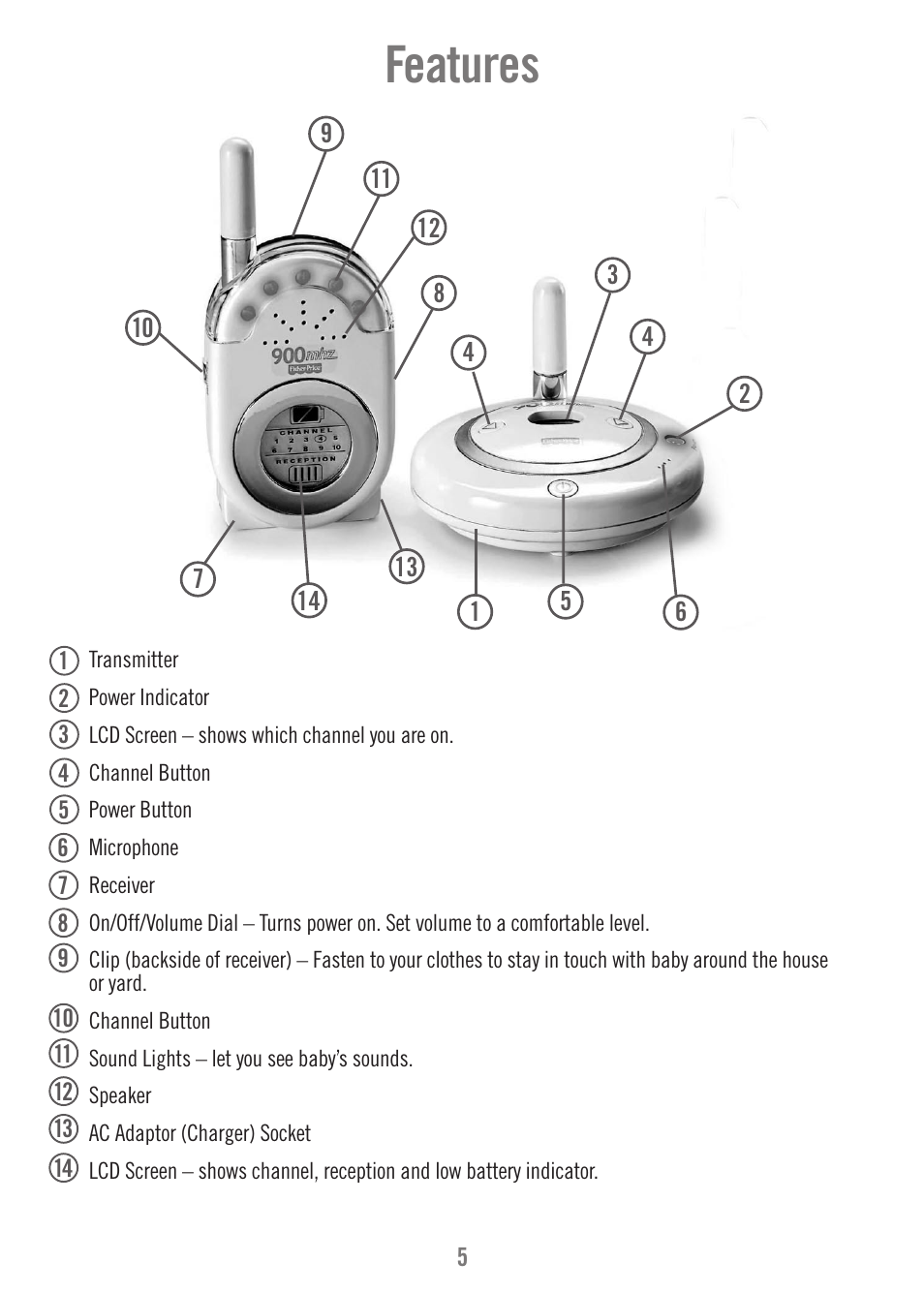 Features | Fisher-Price M7949 User Manual | Page 5 / 16