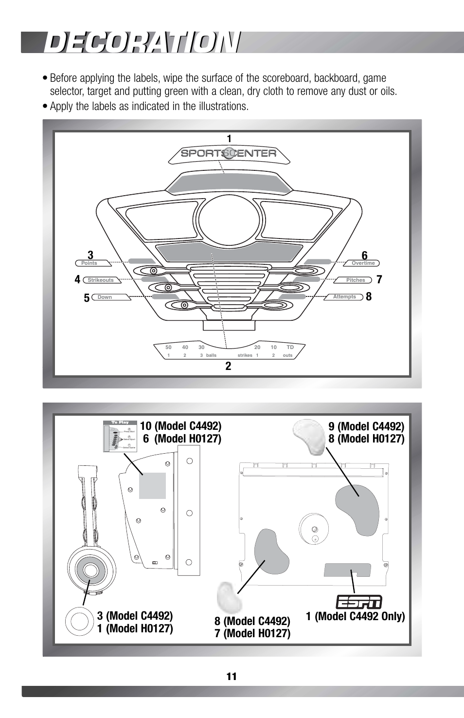 Decoration | Fisher-Price GAMESTATION C4492 User Manual | Page 12 / 140