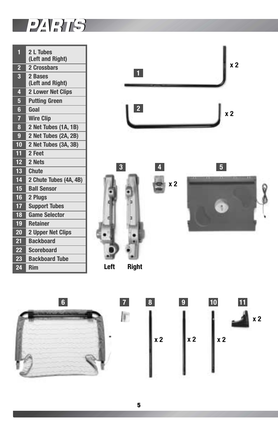 Parts | Fisher-Price GAMESTATION C4492 User Manual | Page 6 / 140