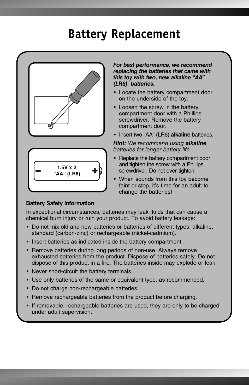 Battery replacement | Fisher-Price IMAGINEXT M0262 User Manual | Page 3 / 4