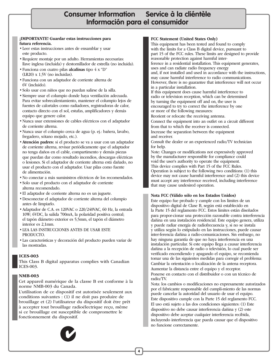 Fisher-Price P0097 User Manual | Page 4 / 24