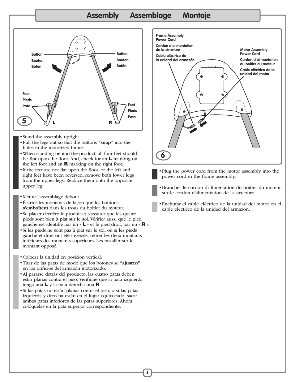 Assembly assemblage montaje | Fisher-Price P0097 User Manual | Page 8 / 24