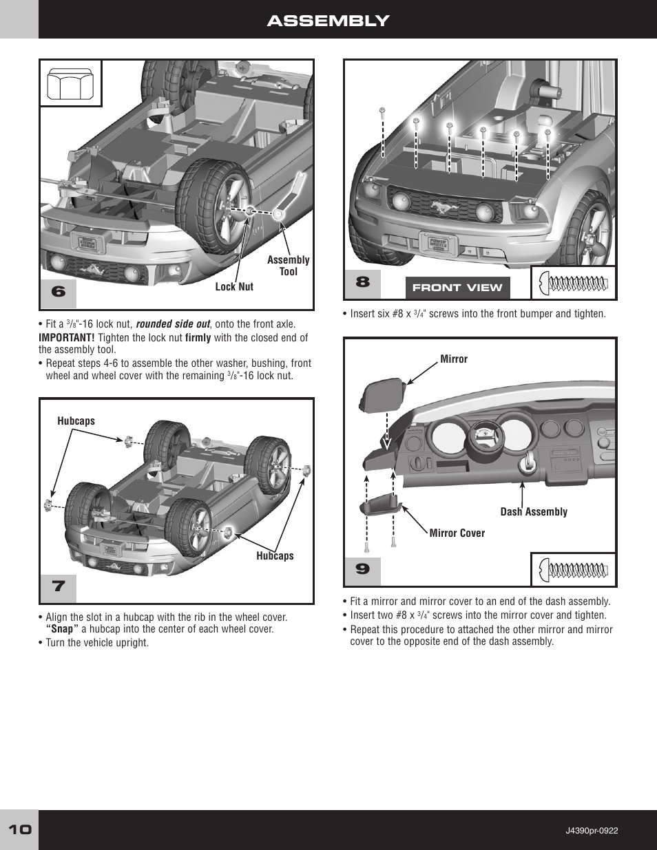 Assembly | Fisher-Price MUSTANG J4390 User Manual | Page 10 / 28