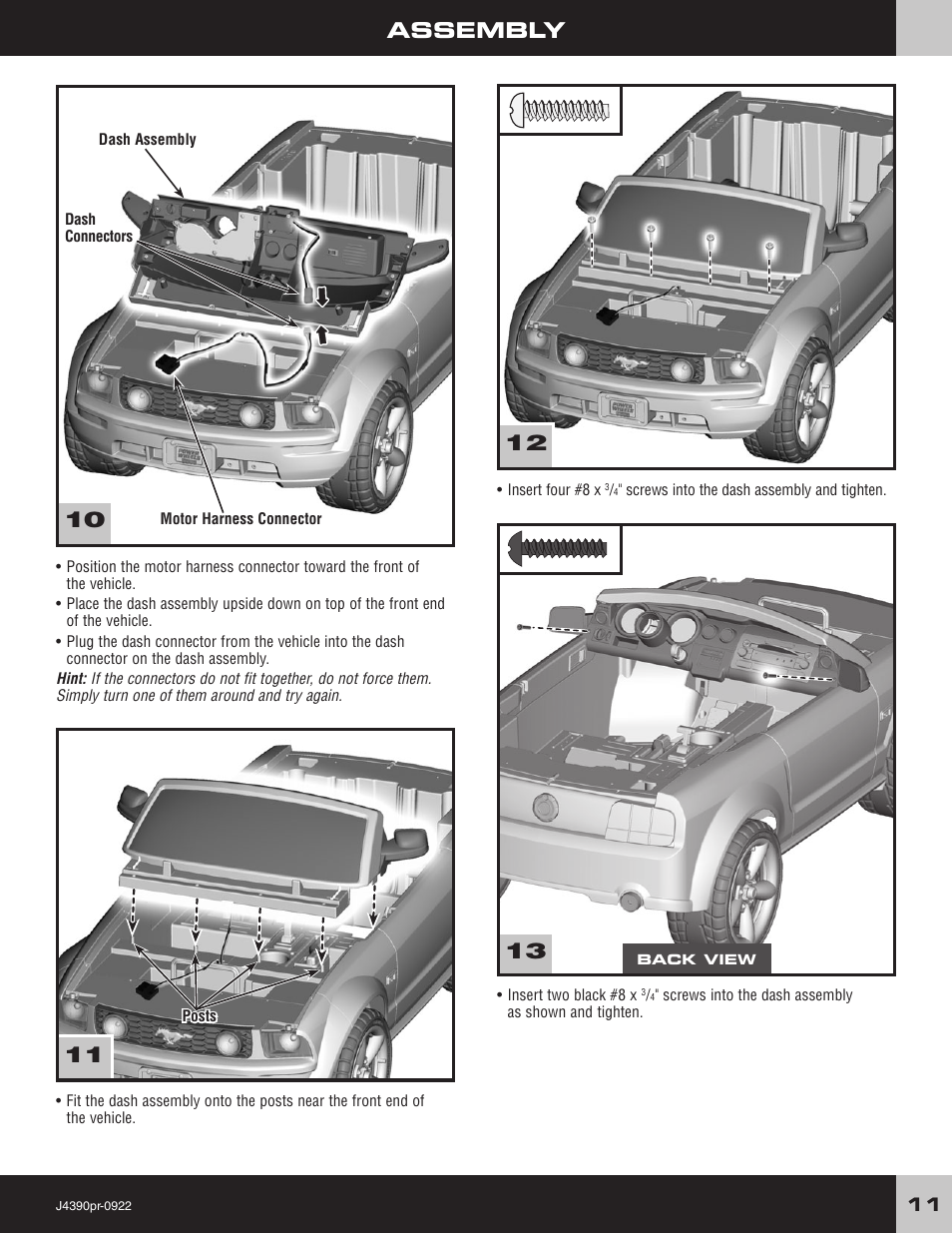 Assembly 12 | Fisher-Price MUSTANG J4390 User Manual | Page 11 / 28