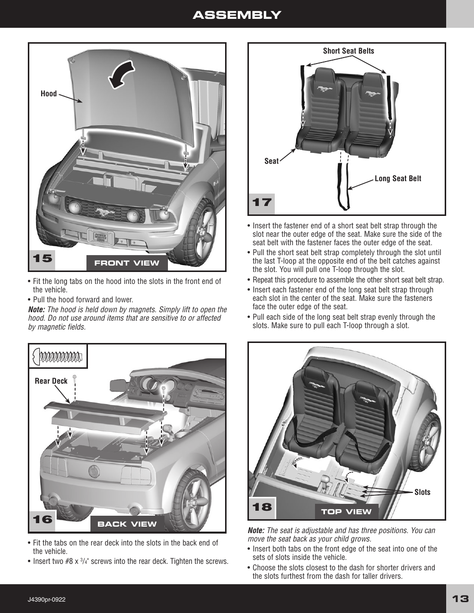 18 17 assembly | Fisher-Price MUSTANG J4390 User Manual | Page 13 / 28