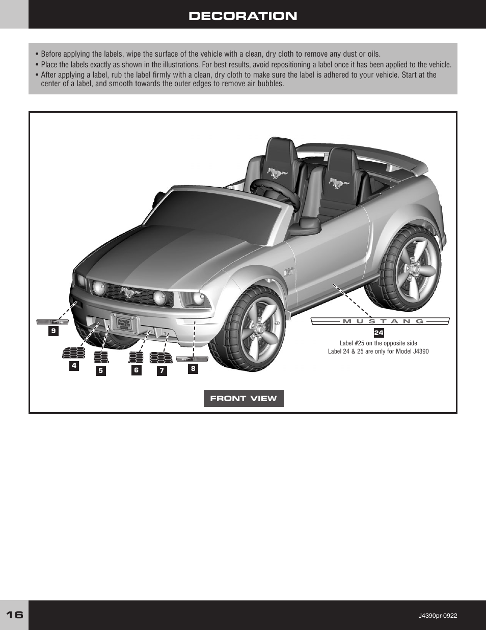 Decoration | Fisher-Price MUSTANG J4390 User Manual | Page 16 / 28