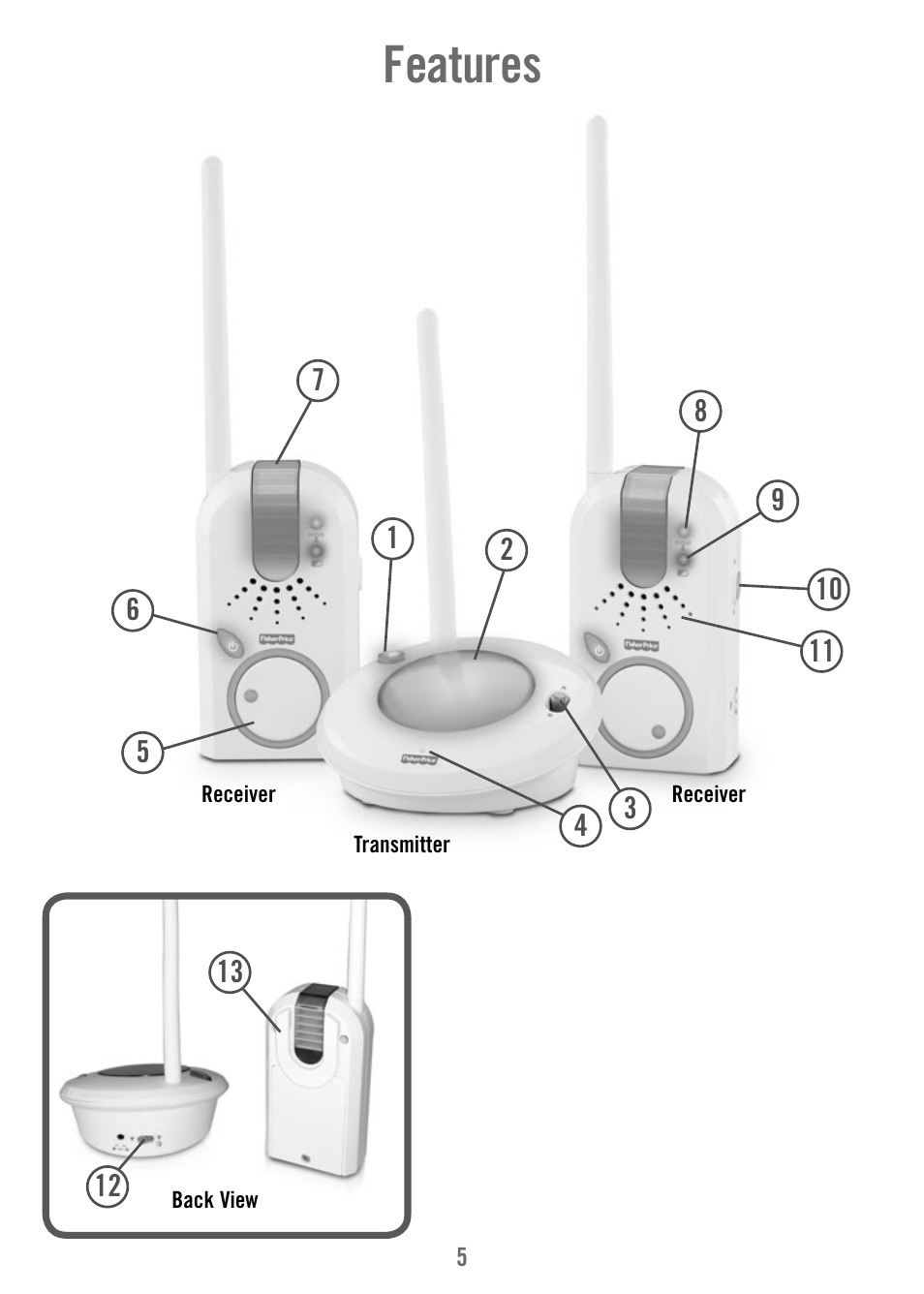 Features | Fisher-Price T4838 User Manual | Page 5 / 16