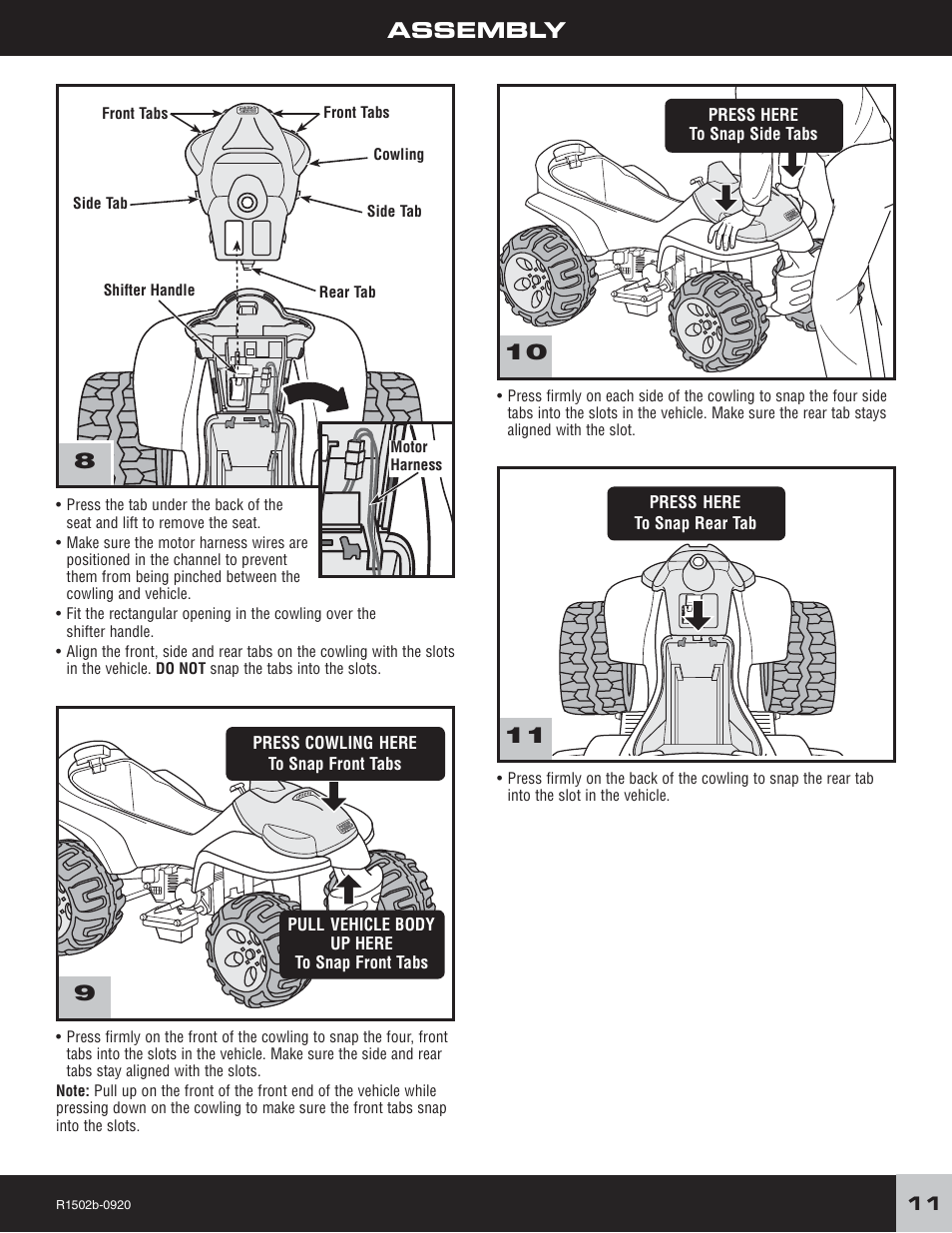 Assembly | Fisher-Price TRAIL RAIDER R1502 User Manual | Page 11 / 24