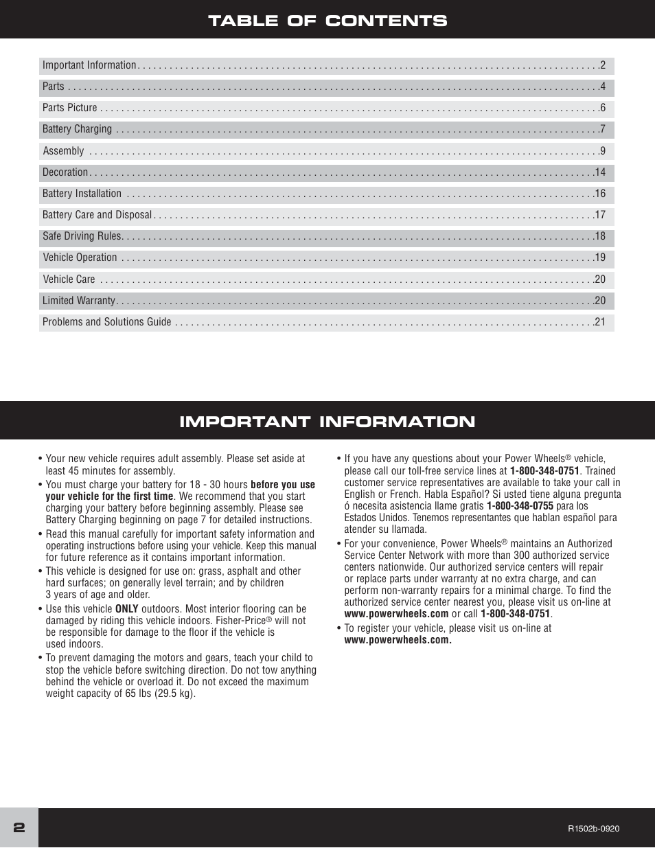 Fisher-Price TRAIL RAIDER R1502 User Manual | Page 2 / 24