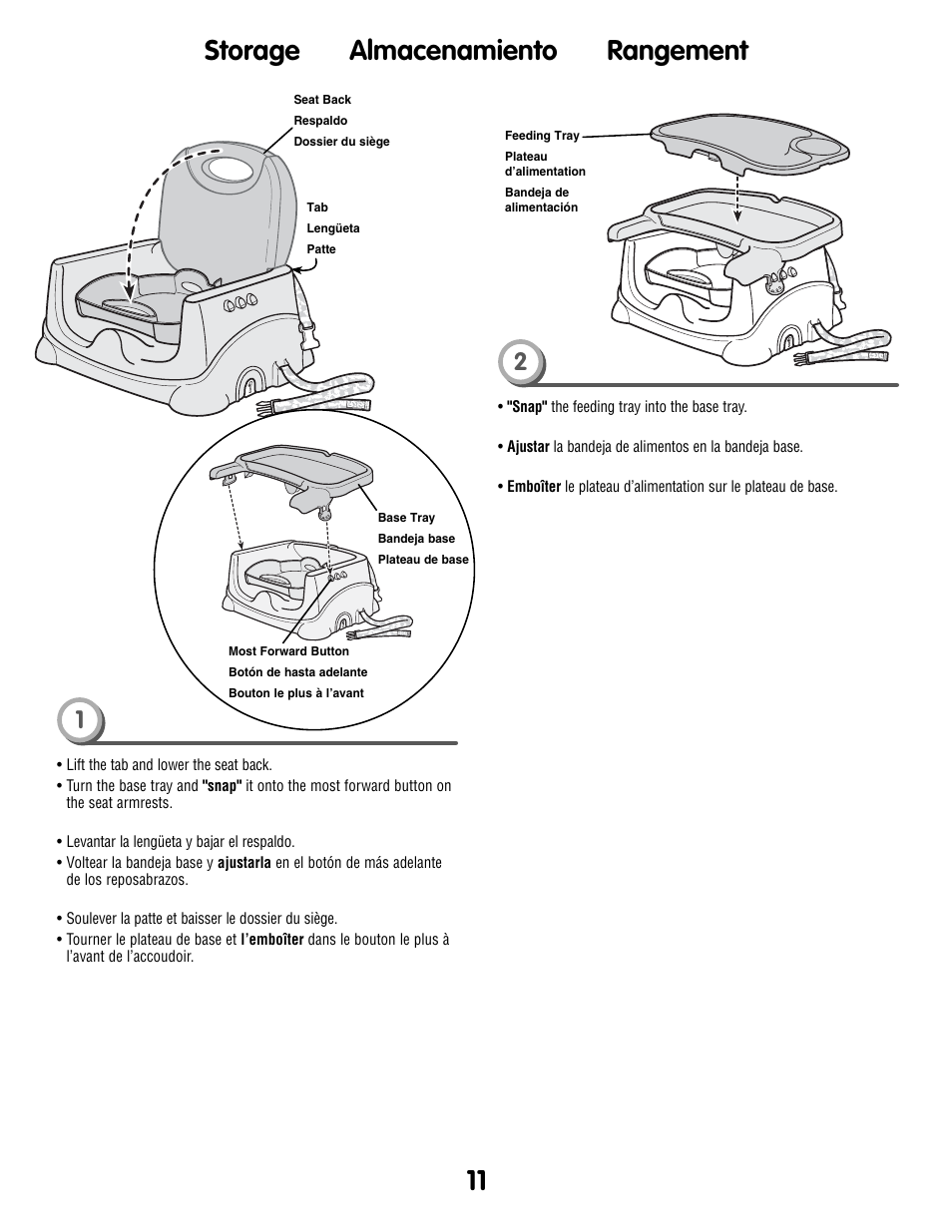 Storage almacenamiento rangement | Fisher-Price P0278 User Manual | Page 11 / 12