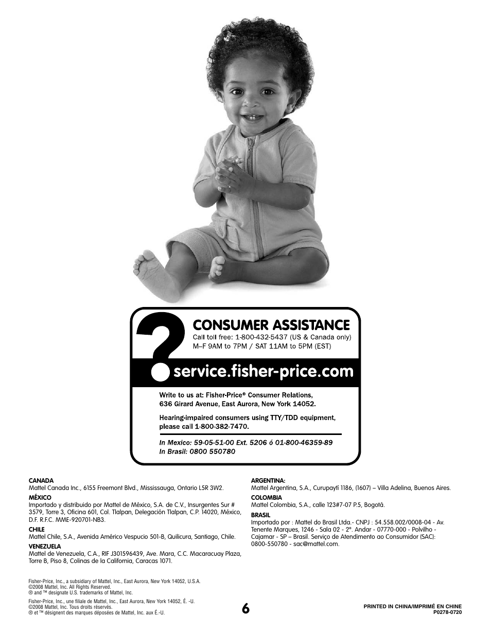 Fisher-Price P0278 User Manual | Page 6 / 12