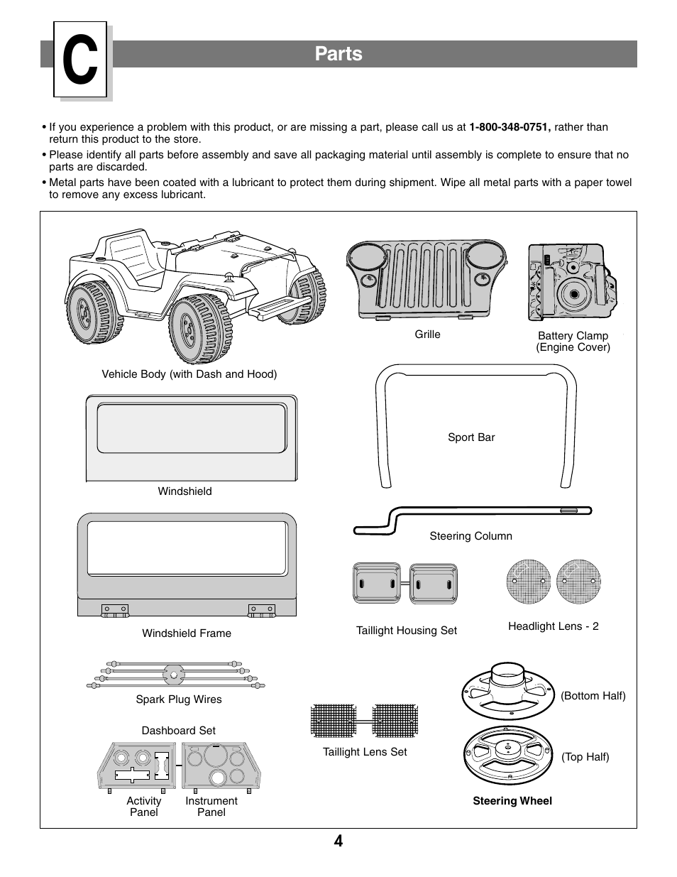 Parts | Fisher-Price C0727 User Manual | Page 4 / 24