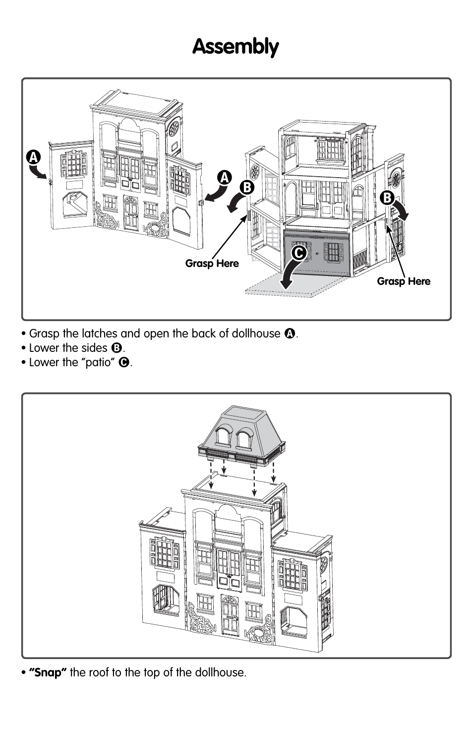 Assembly | Fisher-Price TWIN TIME DOLLHOUSE H3370 User Manual | Page 3 / 6
