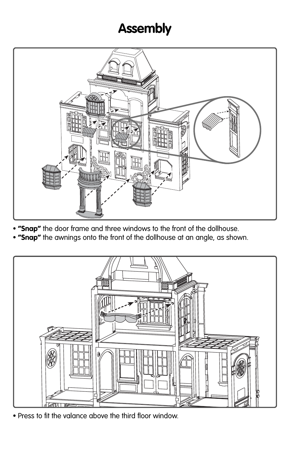 Assembly | Fisher-Price TWIN TIME DOLLHOUSE H3370 User Manual | Page 4 / 6