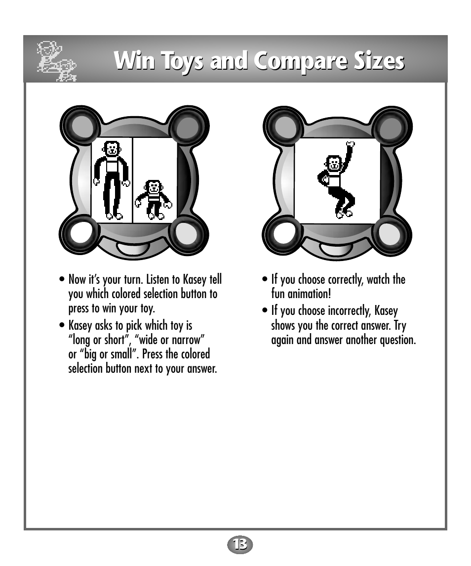 Win toys and compare sizes | Fisher-Price Baby Toy User Manual | Page 13 / 20