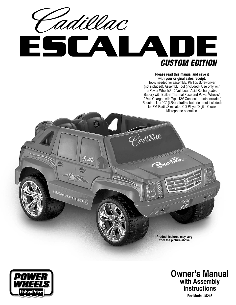 Fisher-Price CADILLAC ESCALADE CUSTOM EDITION J5246 User Manual | 36 pages