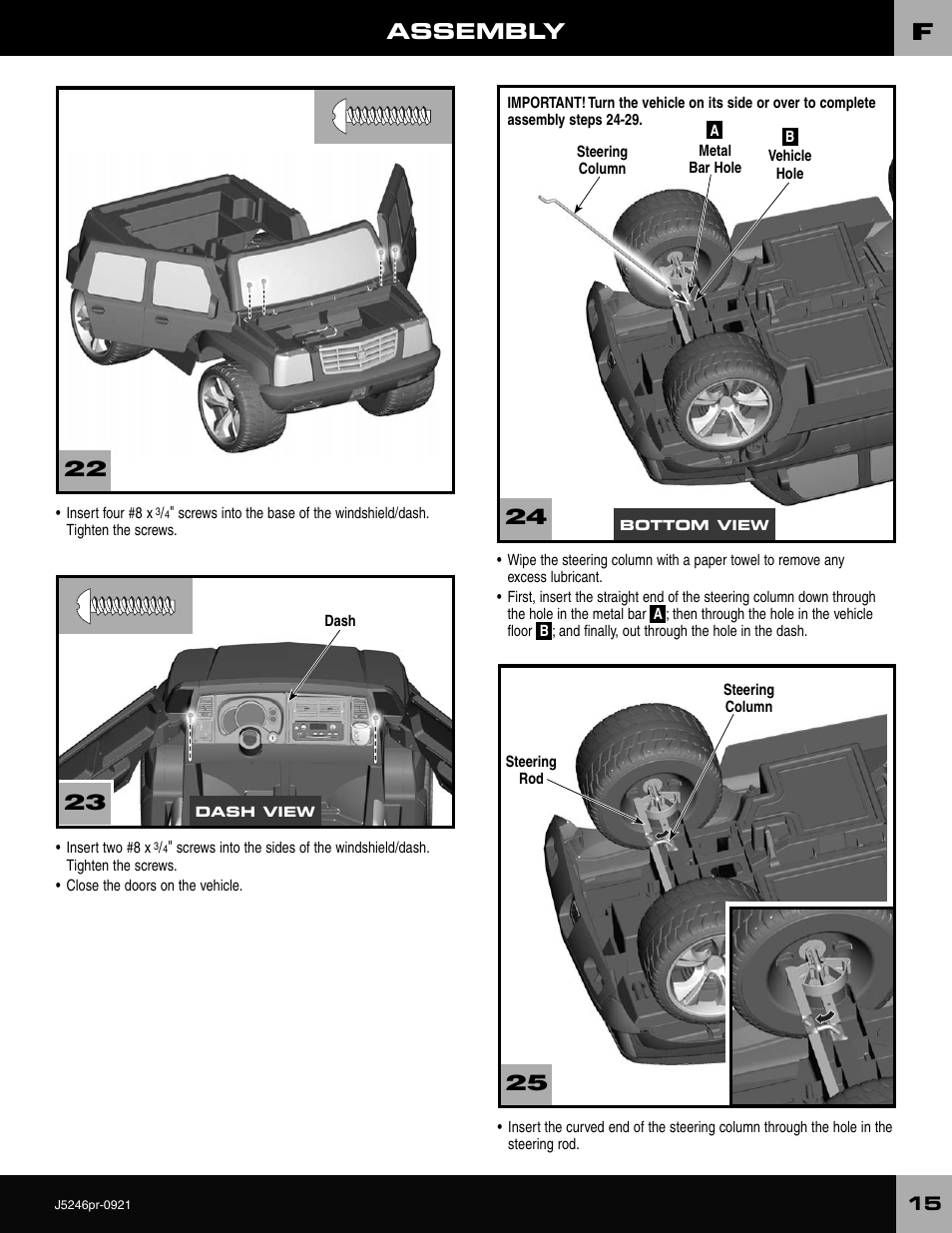 Assembly | Fisher-Price CADILLAC ESCALADE CUSTOM EDITION J5246 User Manual | Page 15 / 36