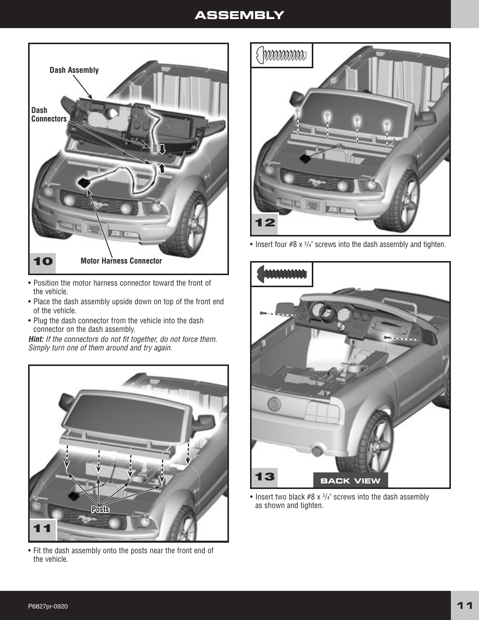 Assembly | Fisher-Price MUSTANG P6827 User Manual | Page 11 / 28