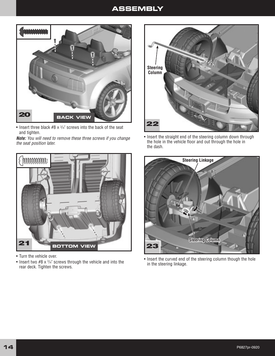 Assembly | Fisher-Price MUSTANG P6827 User Manual | Page 14 / 28