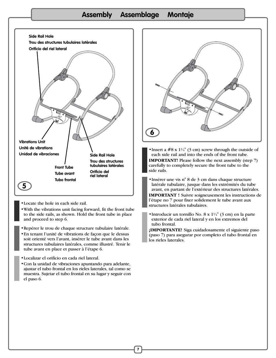 Assembly assemblage montaje 5 | Fisher-Price M5598 User Manual | Page 7 / 16