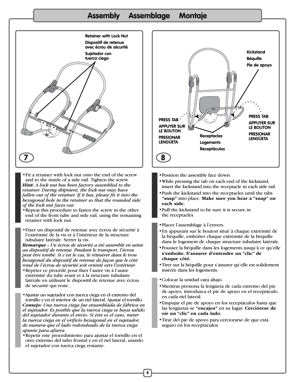 7assembly assemblage montaje | Fisher-Price M5598 User Manual | Page 8 / 16