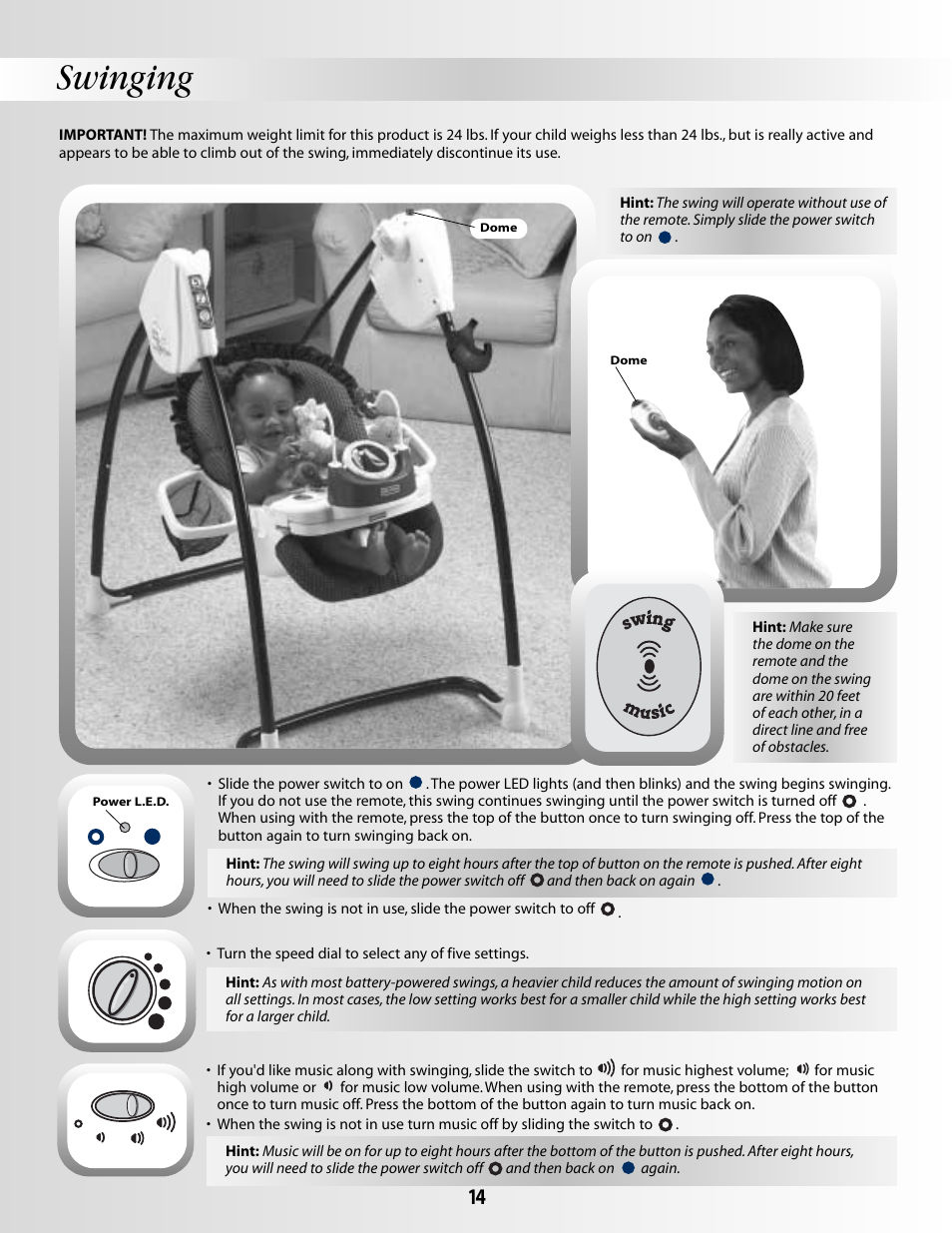 Swinging | Fisher-Price B1637 User Manual | Page 14 / 16