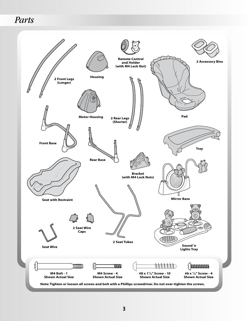 Parts | Fisher-Price B1637 User Manual | Page 3 / 16