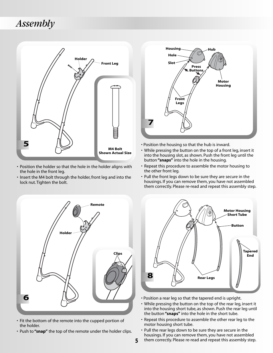 Assembly | Fisher-Price B1637 User Manual | Page 5 / 16