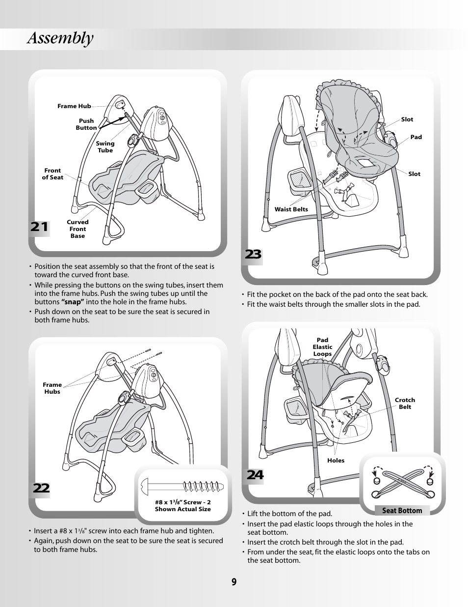 Assembly | Fisher-Price B1637 User Manual | Page 9 / 16