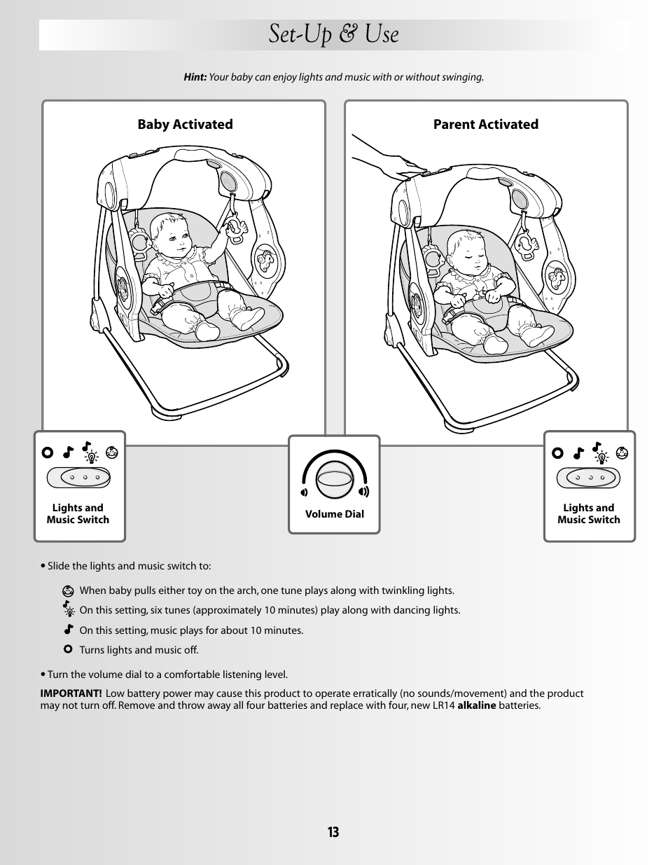 Set-up & use | Fisher-Price G5912 User Manual | Page 13 / 16