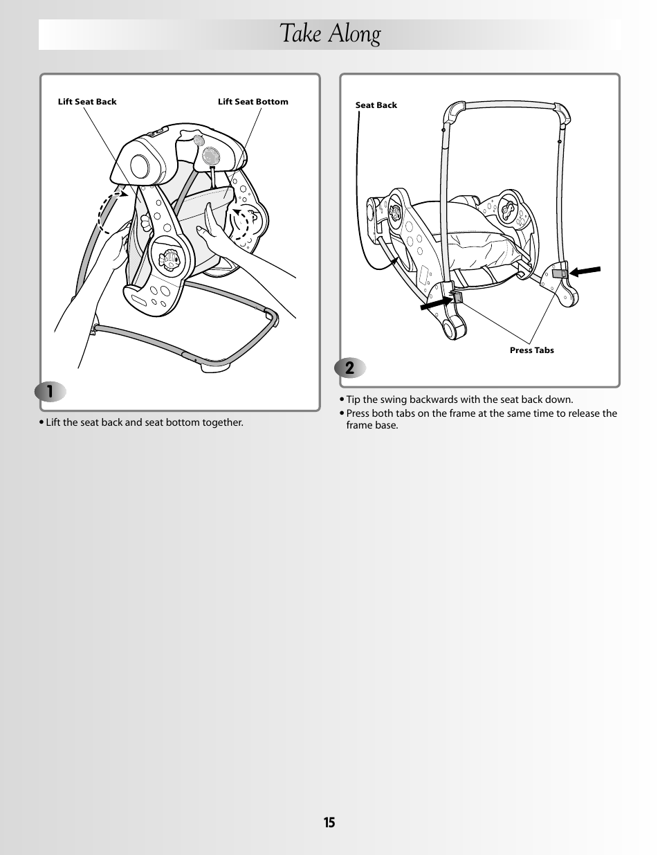 Take along | Fisher-Price G5912 User Manual | Page 15 / 16