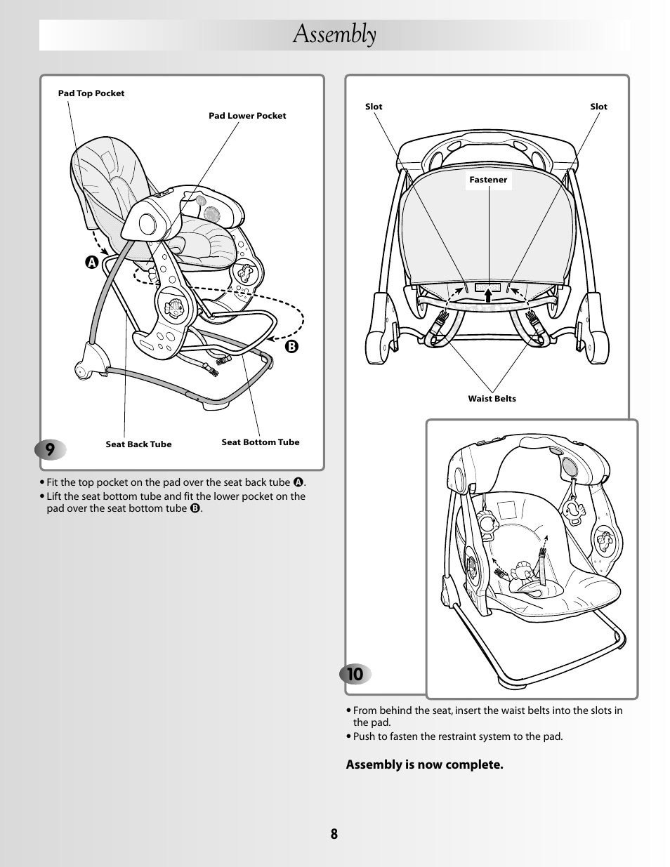 Assembly | Fisher-Price G5912 User Manual | Page 8 / 16