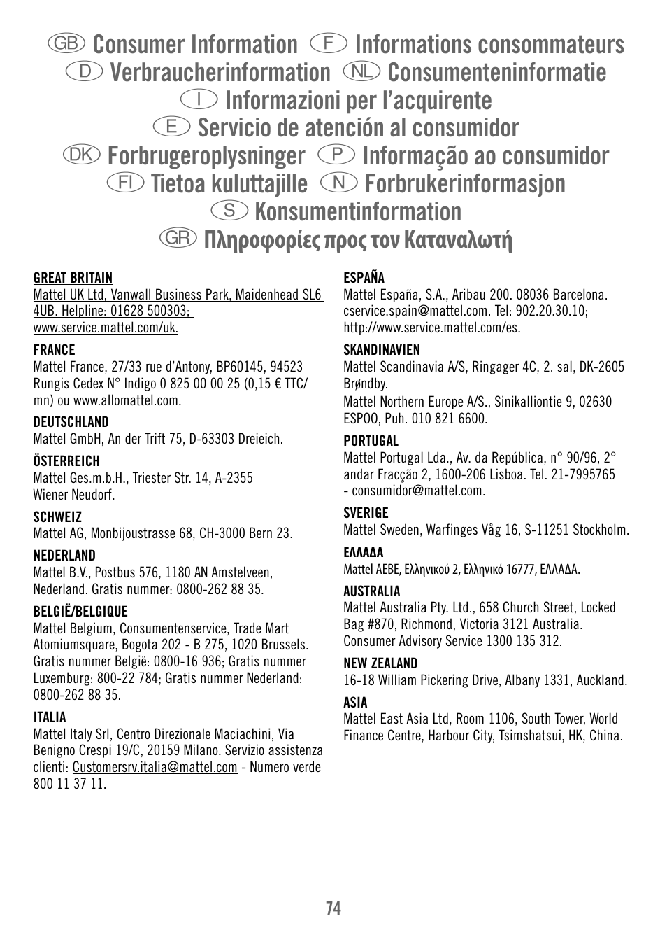 Fisher-Price M7933 User Manual | Page 74 / 76