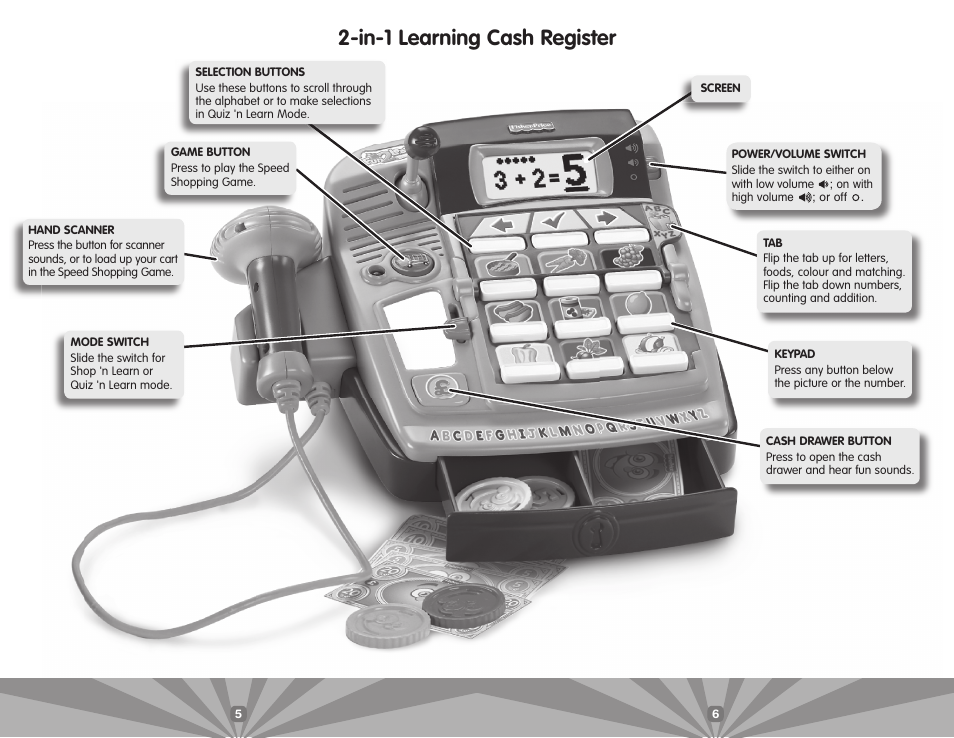 In-1 learning cash register | Fisher-Price N0667 User Manual | Page 5 / 7