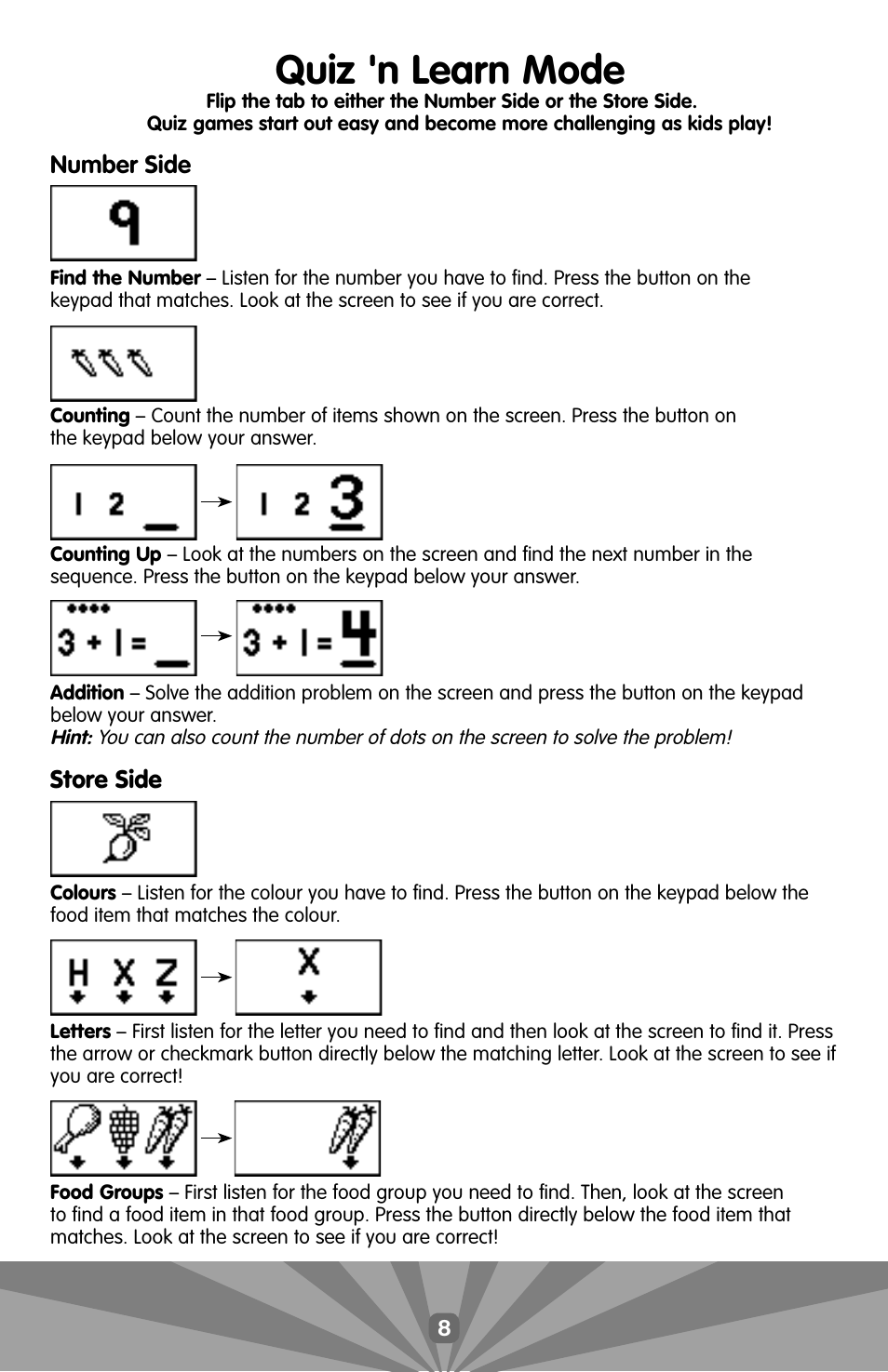Quiz 'n learn mode | Fisher-Price N0667 User Manual | Page 7 / 7