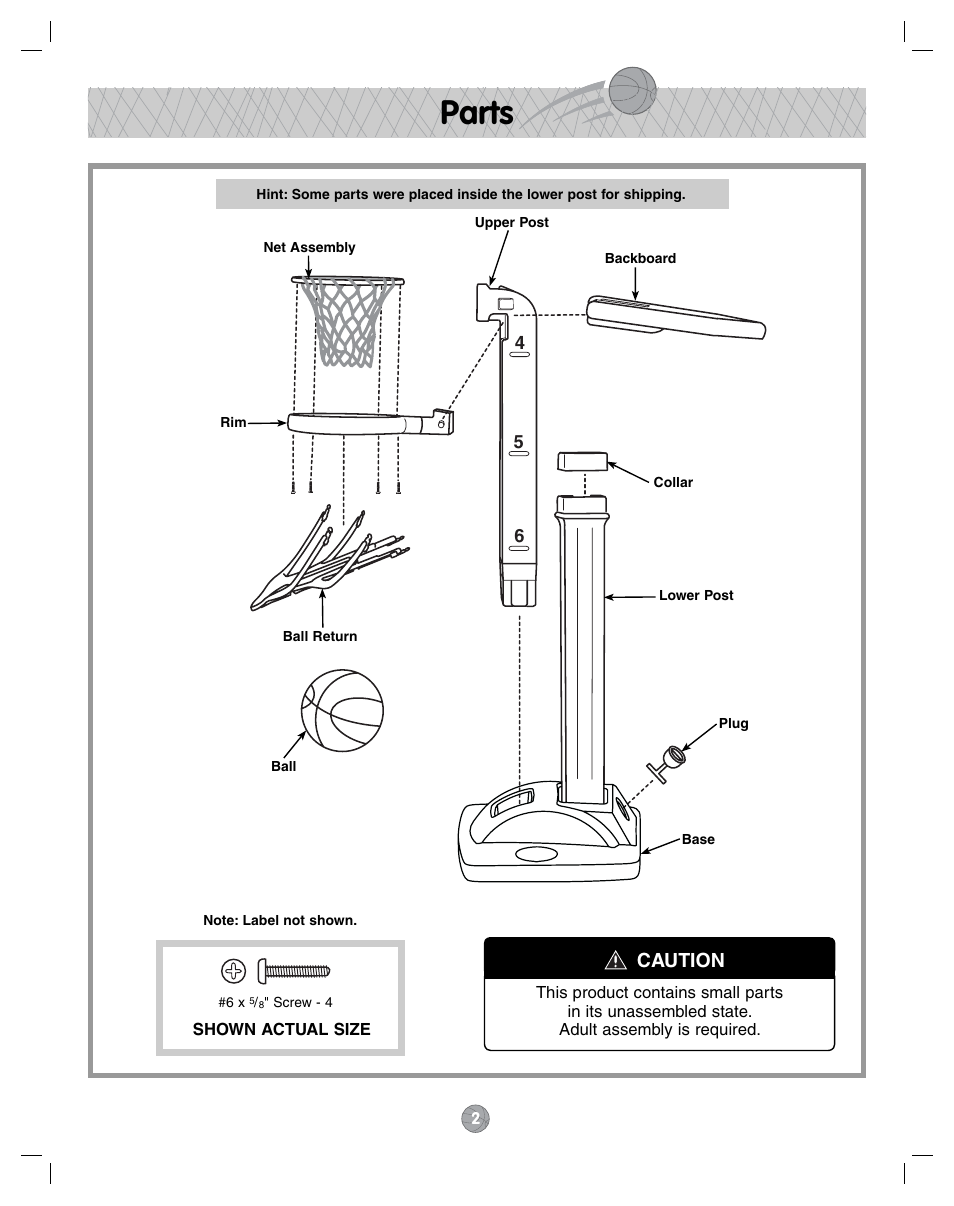 Parts, Caution | Fisher-Price J5970 User Manual | Page 2 / 8