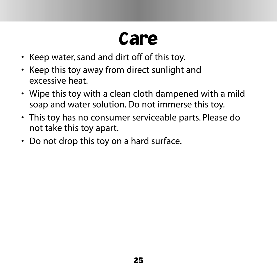 Care | Fisher-Price DINORAPTER C6503 User Manual | Page 25 / 28
