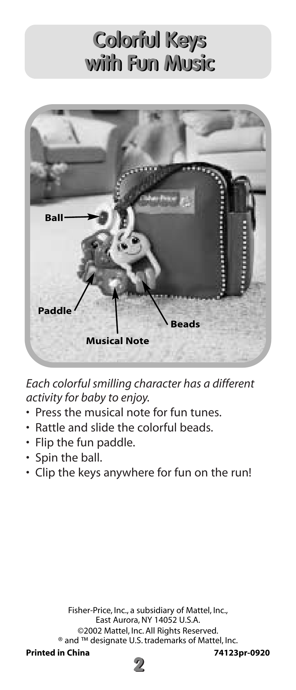 Fisher-Price 74123 User Manual | Page 2 / 6