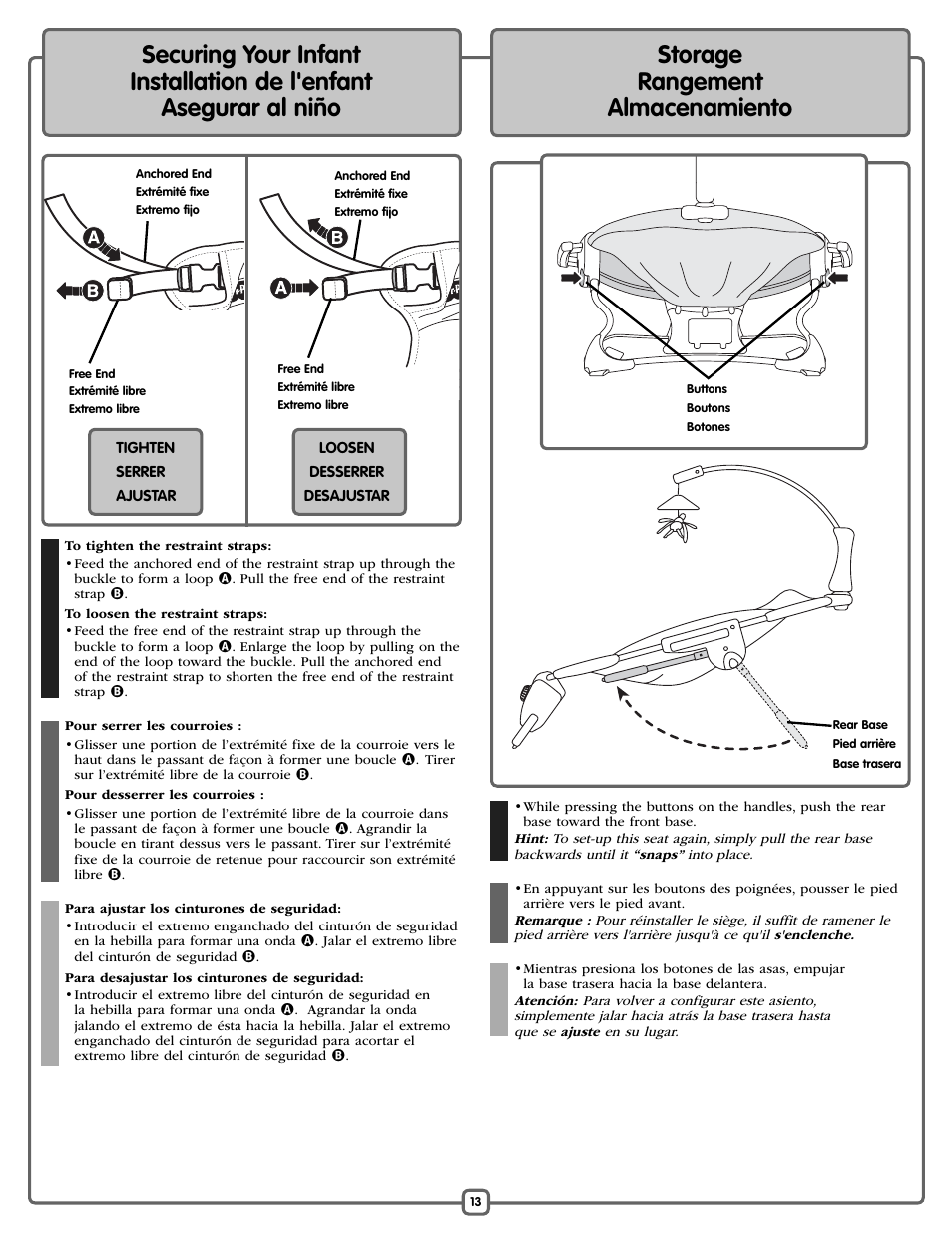 Storage rangement almacenamiento | Fisher-Price L7193 User Manual | Page 13 / 16