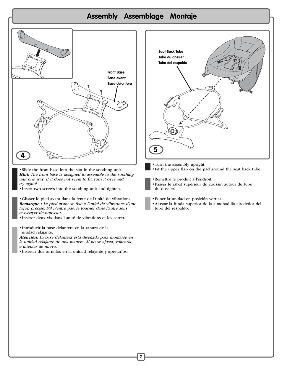 Assembly assemblage montaje | Fisher-Price L7193 User Manual | Page 7 / 16