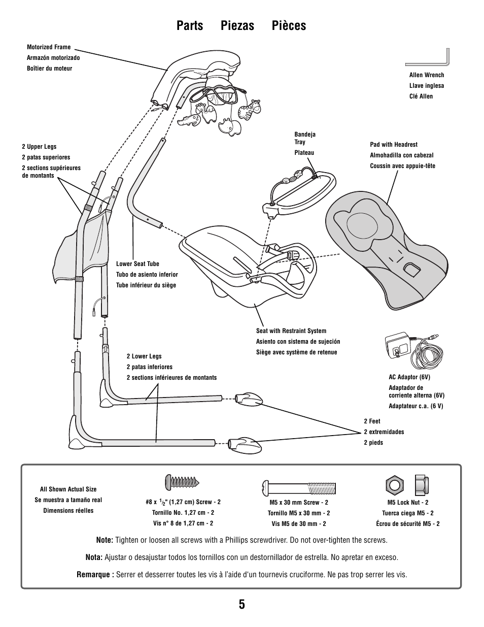 Parts piezas pièces | Fisher-Price V1179 User Manual | Page 5 / 24
