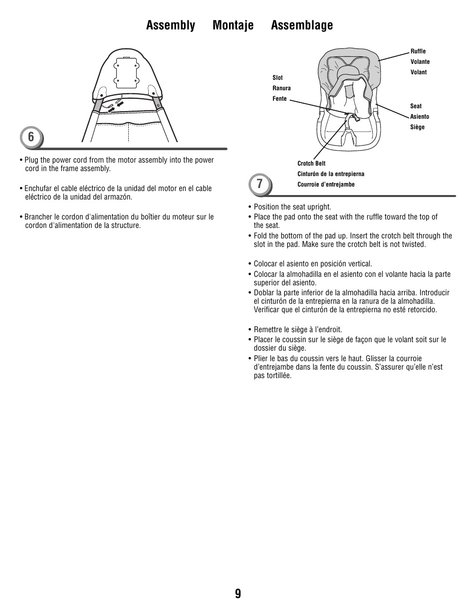Assembly montaje assemblage | Fisher-Price V1179 User Manual | Page 9 / 24