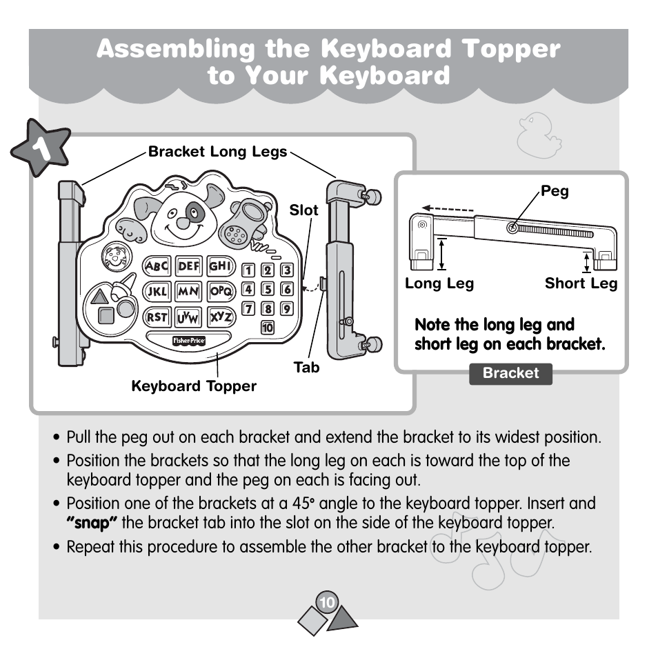Assembling the keyboard topper to your keyboard | Fisher-Price 71657 User Manual | Page 10 / 24