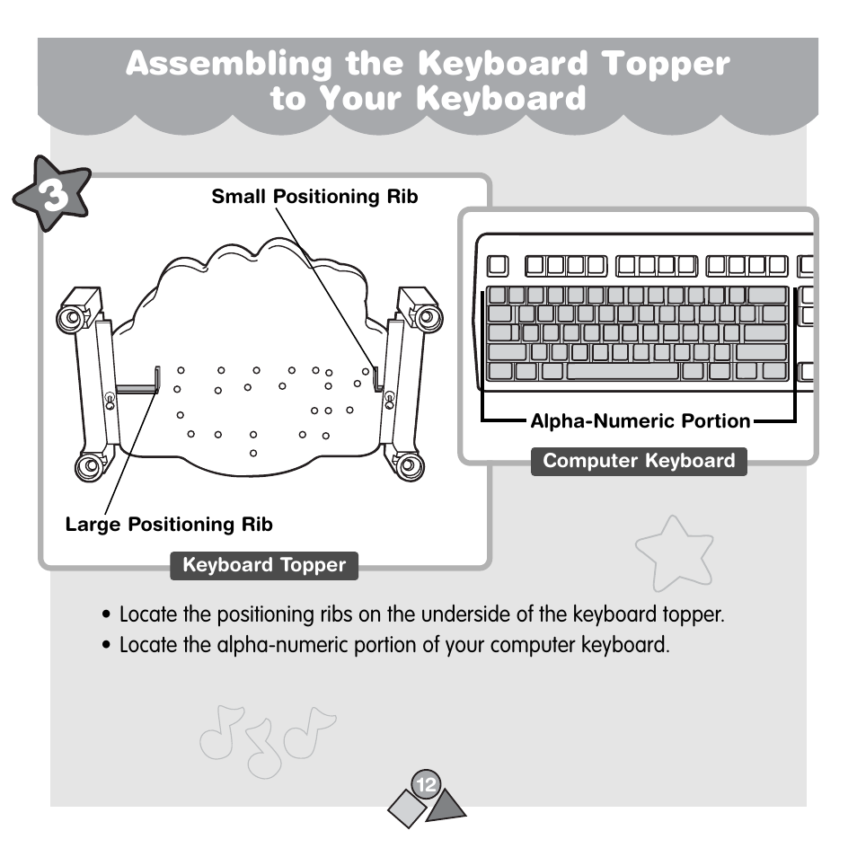 Assembling the keyboard topper to your keyboard | Fisher-Price 71657 User Manual | Page 12 / 24