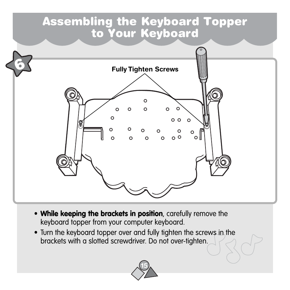 Assembling the keyboard topper to your keyboard | Fisher-Price 71657 User Manual | Page 15 / 24