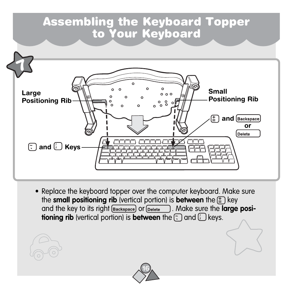 Assembling the keyboard topper to your keyboard | Fisher-Price 71657 User Manual | Page 16 / 24